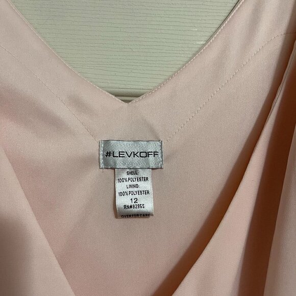 Levkoff Women's NWOT Pink Chiffon Sleeveless A-Line Wrap Maxi Dress Gown Size 12 - Picture 4 of 10